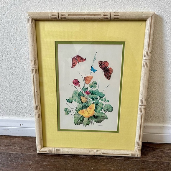 Framed Butterfly and Floral Art Print sine by Radovich - Picture 1 of 11